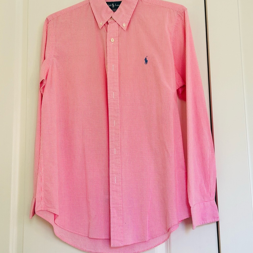 Ralph Lauren Men's Pink Checkered Button Down Shirt